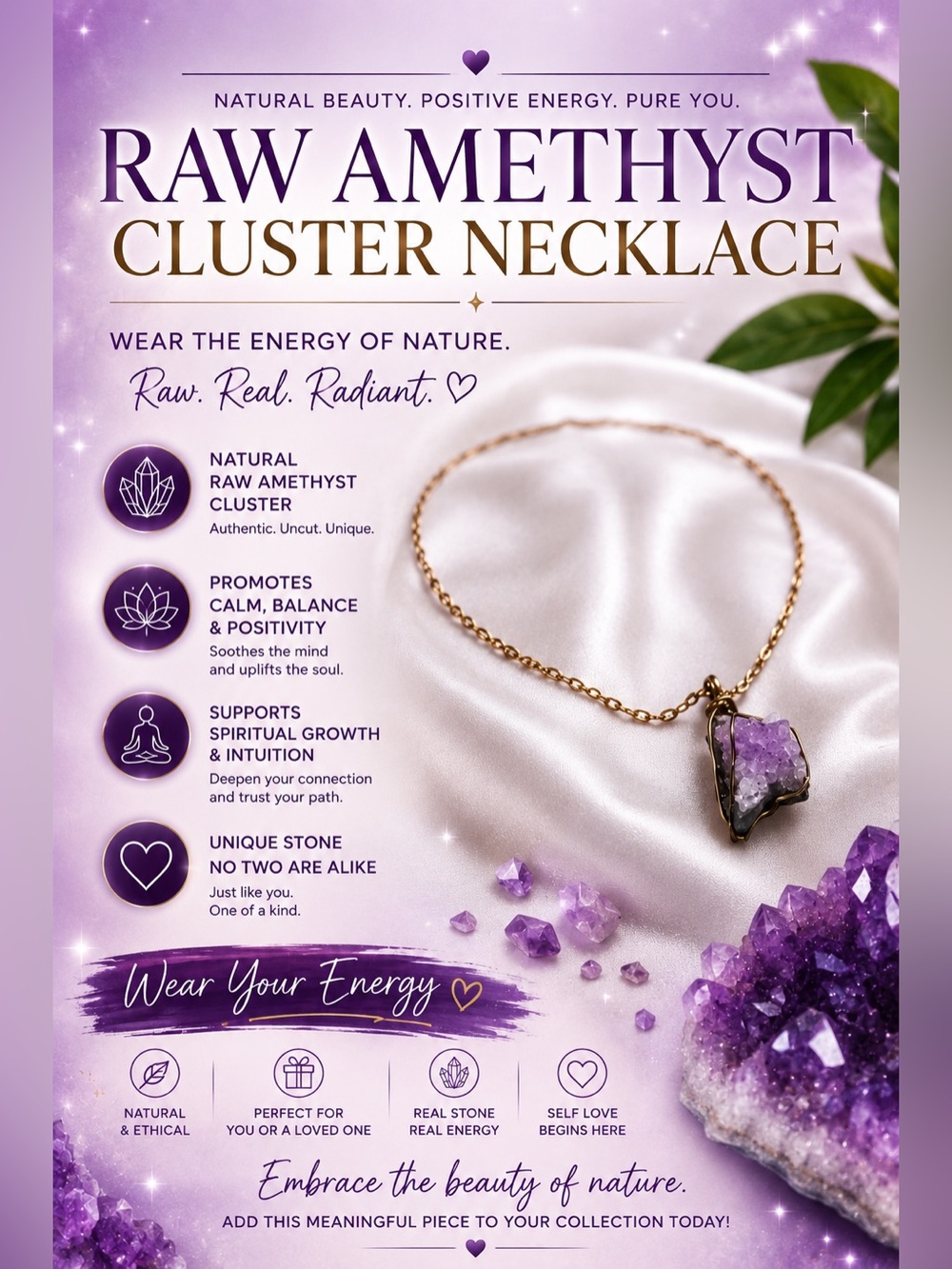💜✨Raw Amethyst Cluster Necklace✨💜